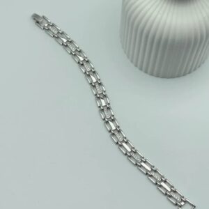 Square Link Bracelet with Stones