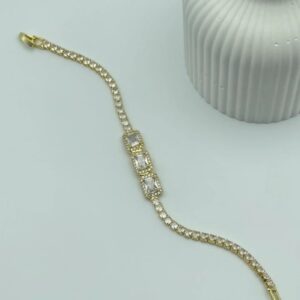 Gold Tennis with Large Center Stones